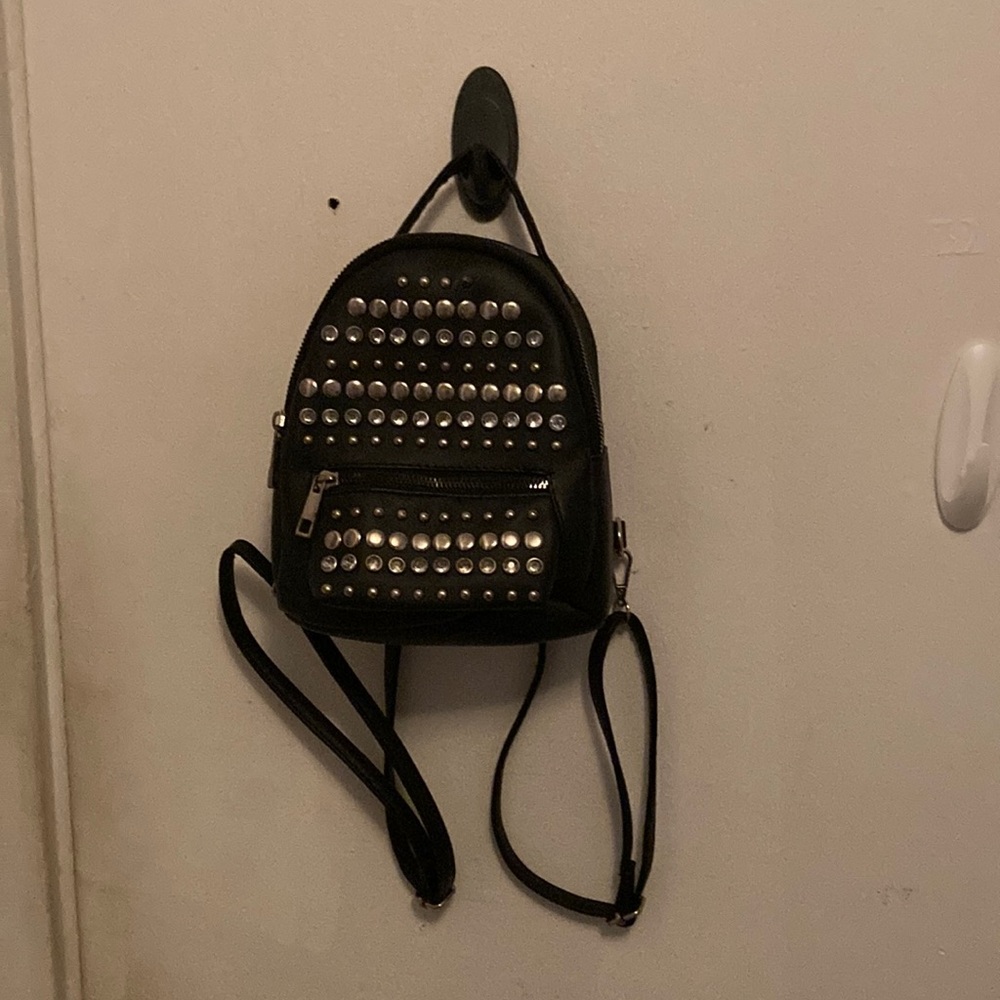 Black and Silver Studded Mini Backpack